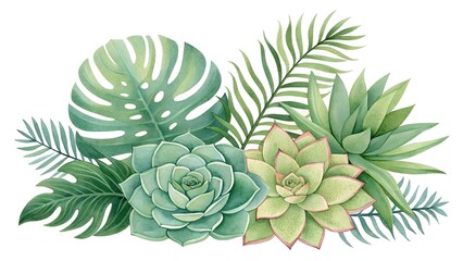 Fototapeta premium succulents exotic leaf isolated background