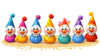 Obraz premium Colorful clown figurines in a row