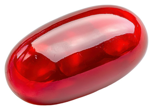 Close Up Of A Single Red Capsule On A White Background
