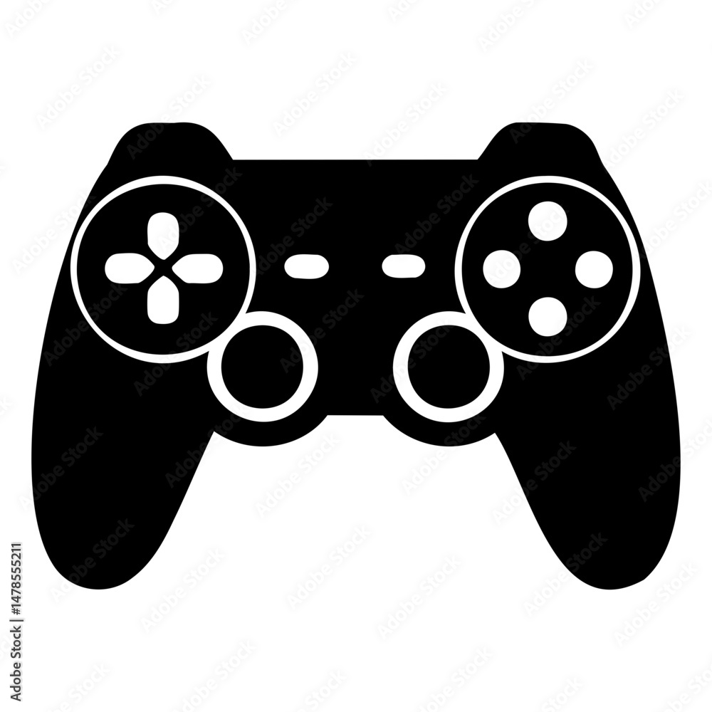 Poster silhouette of a game controller in black vector style isolated on transparent background for gaming 