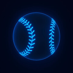 Glowing Neon Baseball on Black Background