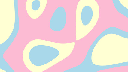 Pastel pink blue and yellow abstract shapes create a trendy pattern. Suitable for background designs, digital art projects, and print materials.