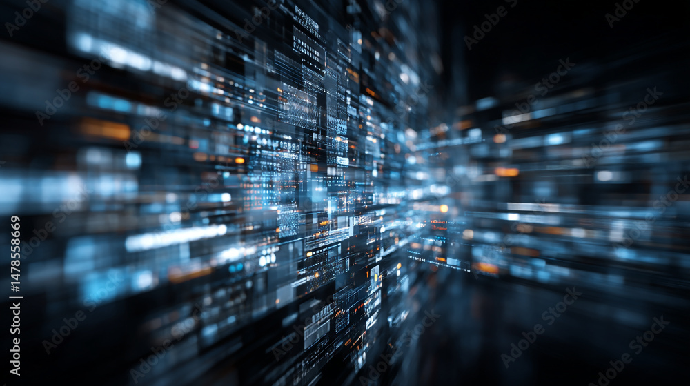 Poster abstract technology background with digital data stream and network connection concept design art