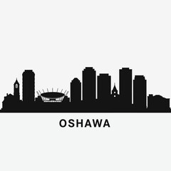 Fototapeta premium Oshawa Skyline with Ontario, and Canada Cityscape Silhouette.