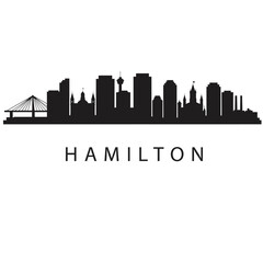 Obraz premium Hamilton Cityscape Skyline with Canada, and Vector Illustration.