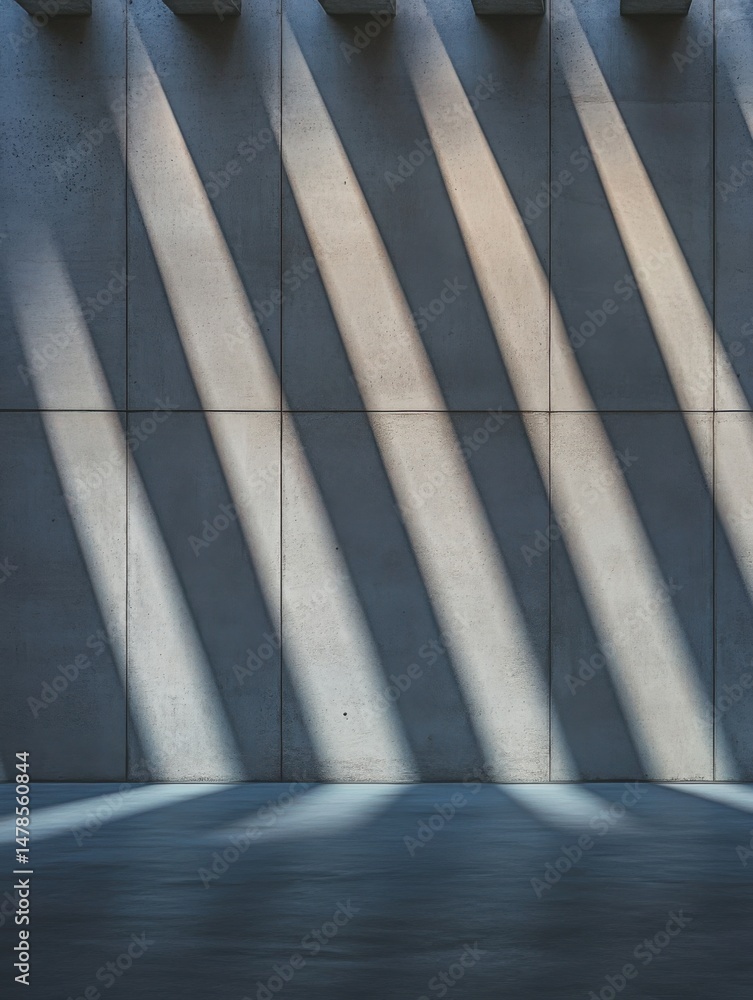 Poster concrete wall with light streaks from above in an architectural style with a minimal aesthetic in a 