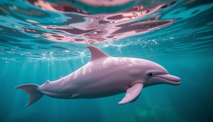 Pink Dolphin Gracefully Swimming Underwater