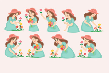 a girl picking flowers in the garden