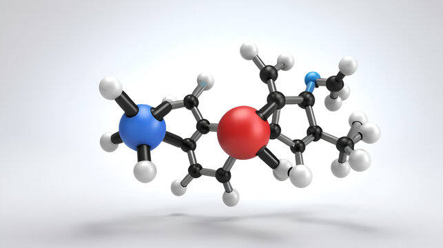 colistin molecular structure, 3d model molecule, polymyxin e, structural chemical formula view from a microscope