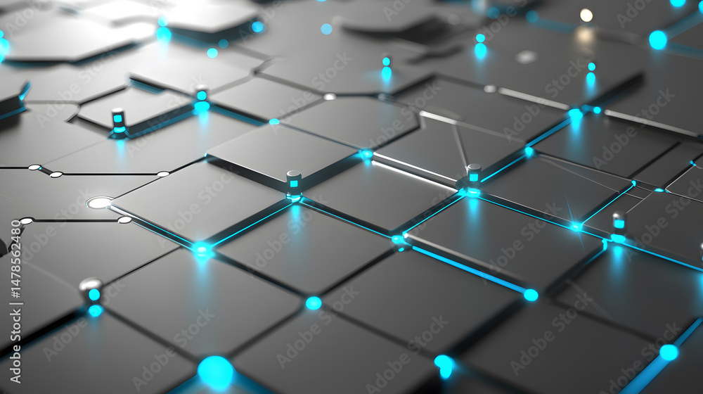 Poster visualizing abstract ai neural networks digital space graphic art minimalist design close-up technol
