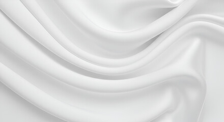 Smooth White Fabric Texture Background with Gentle Drapes and Waves
