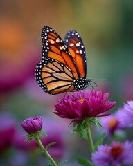 Monarch butterfly on aster flower