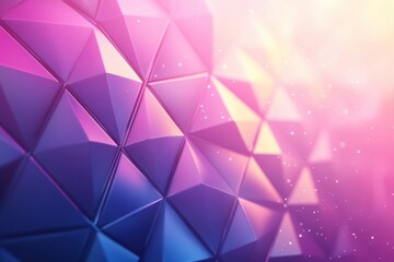 Obraz premium Abstract polygonal surface in pink and blue gradient with light and sparkles close up geometric design
