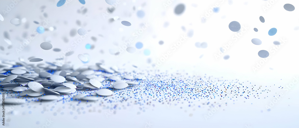 Poster abstract background with falling circles and particles