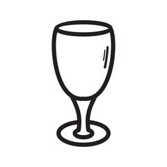 Minimalist black and white vector illustration of a tall glass with a handle and liquid inside. Simple design ideal for beverage, drinkware, or kitchen-related themes