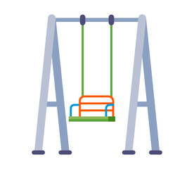 Children swing on the street playground. Flat vector illustration.