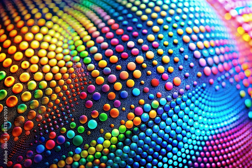 Poster Macro Geometric Abstract Pointillist Art - Colorful Dots Texture Background