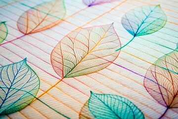 Macro Lined Paper Texture with Subtle Botanical Patterns - Wall Art Background