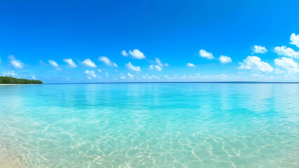 Fototapeta premium Bright Serene Tropical Clear Beach with Blue Sky