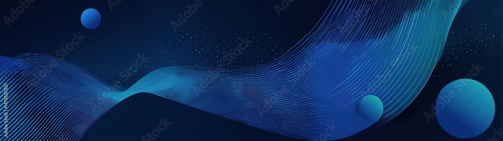 Poster abstract design with flowing lines and dots.