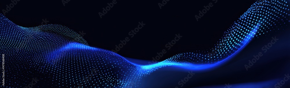 Poster abstract digital wave design with glowing points.