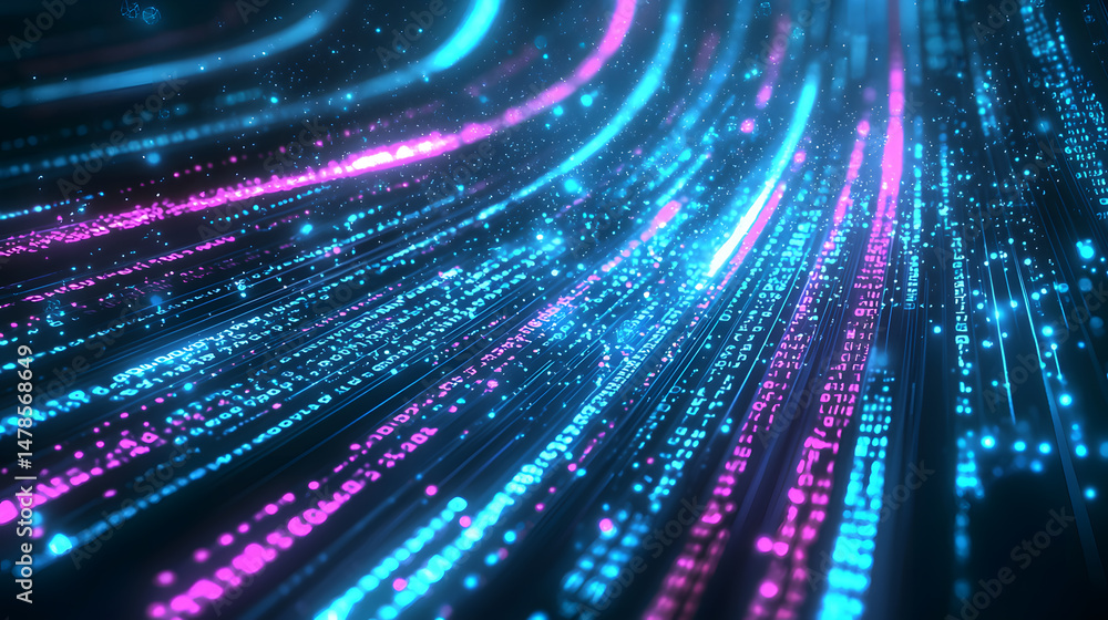 Poster visualize data streams abstract environment motion graphics digital space futuristic concept