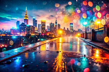 Obraz premium Magical Night Cityscape: Chalk Spray Paint Double Exposure