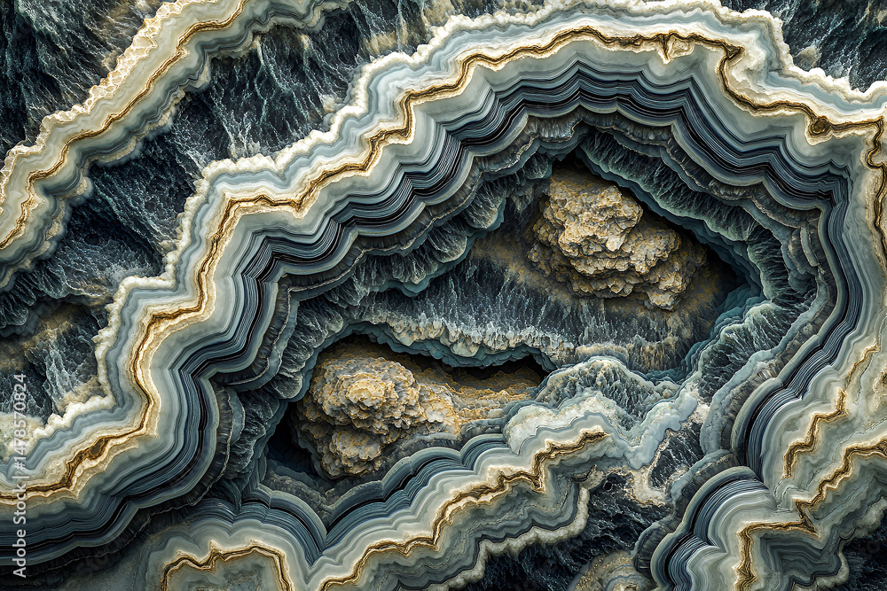 Poster abstract layered geological formation with intricate textures and gradients showcasing beautiful pat