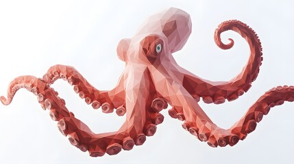 Fototapeta premium Low-poly illustration of a stylized octopus.