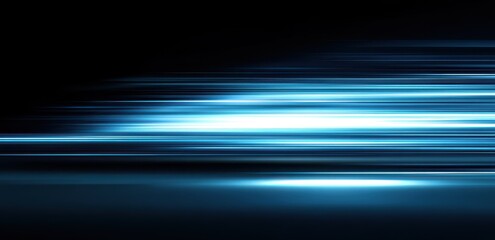 Abstract design of light streaks in blue tones.