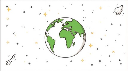 Green Earth Illustration  Global Planet  Space  Minimalist Design