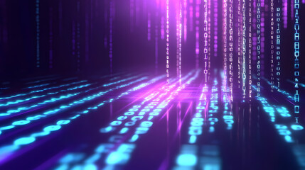 Flowing binary data stream digital realm abstract art futuristic environment immersive perspective technology concept