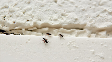 little dark non-biting midges Metriocnemus eurynotus on the wall