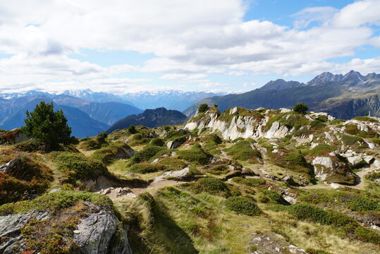 view from Aletschwald Trail in Switzerland