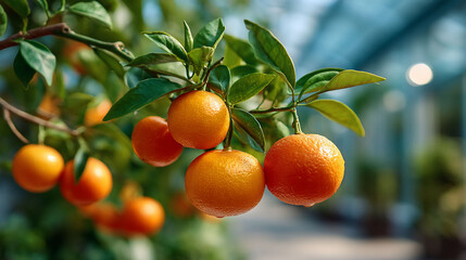 Sunkissed citrus fruits on the tree