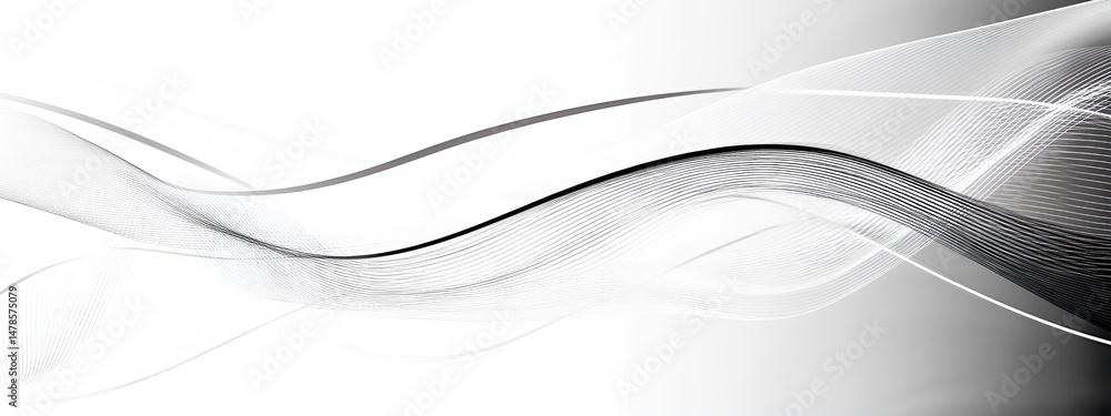 Poster abstract elegant waves design in grayscale gradient for modern background and contemporary digital d