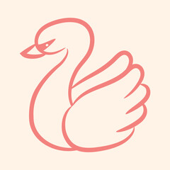 Cute swan outline hand drawing style illustration. 