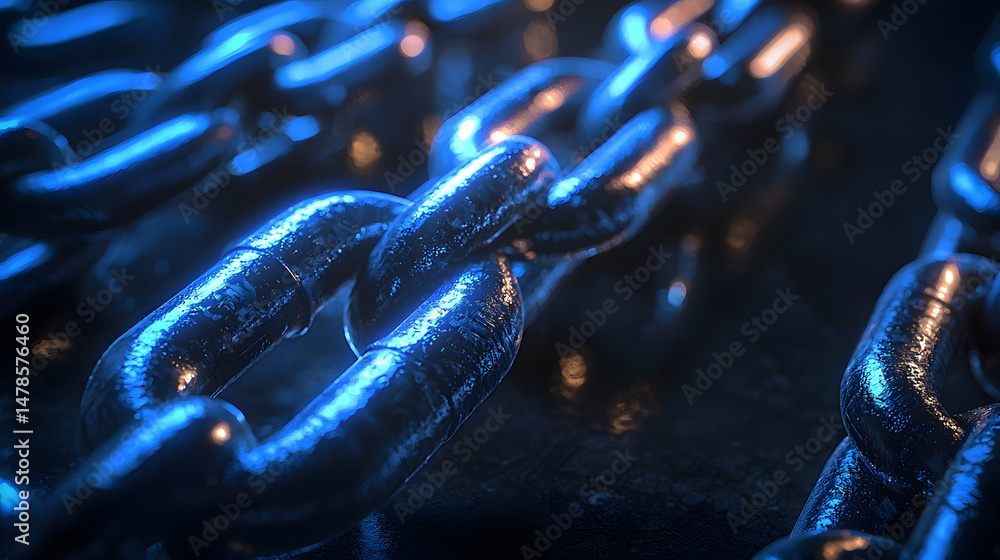 Poster illuminating blockchain connection digital realm visual art futuristic environment close-up glowing 