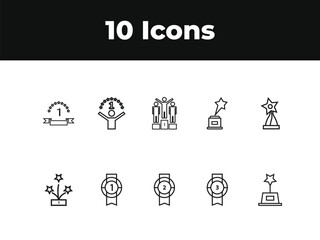Awards line icon set. Set of outline icons related to trophy, winner, medal, winner prize, success, best, reward, champion and others. Vector illustration design .
