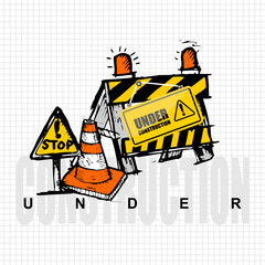 Under Construction, poster and banner vector