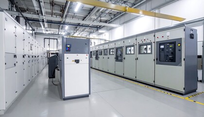 Industrial Electrical Switchgear Room: High-Voltage Power Distribution System