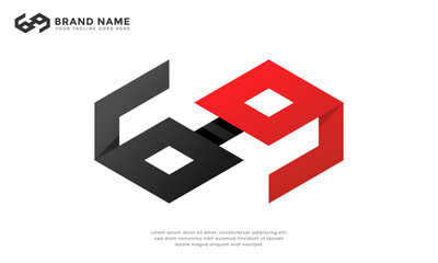 69 Glasses Logo. modern logo combining the numbers 6 and 9 with an abstract glasses or lens shape. Suitable for creative, innovative, or eyewear-related businesses. Bold and memorable design.
