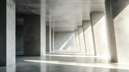 Obraz premium Minimalist concrete interior with geometric columns