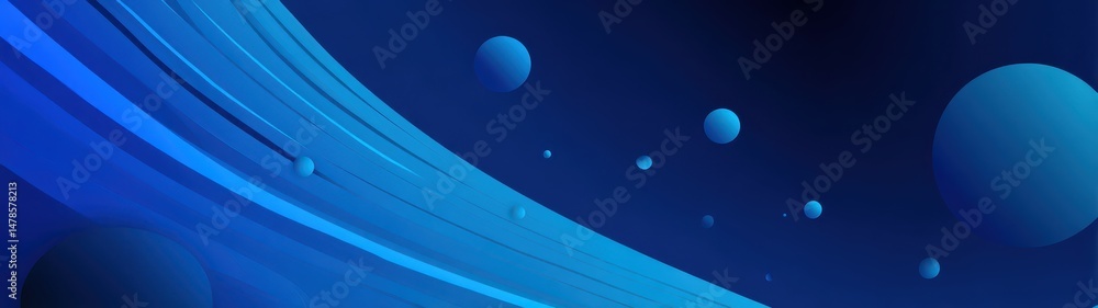 Poster abstract design with flowing lines and celestial bodies.