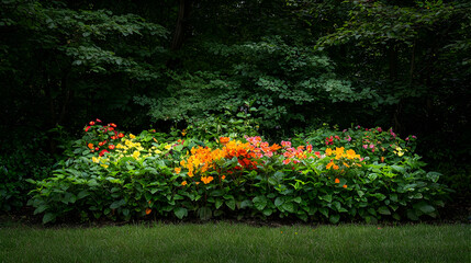 Colorful Flower Bed In Garden