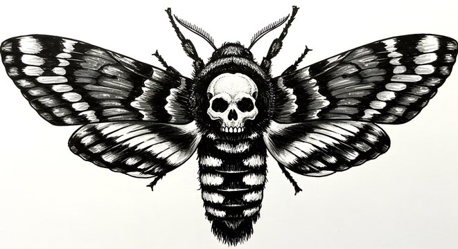 Death's Head Hawkmoth: A Monochrome Masterpiece of Nature's Dark Beauty