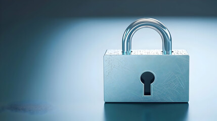 Naklejka premium Silver Lock On Blue Background