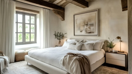 French country interior design of modern bedroom