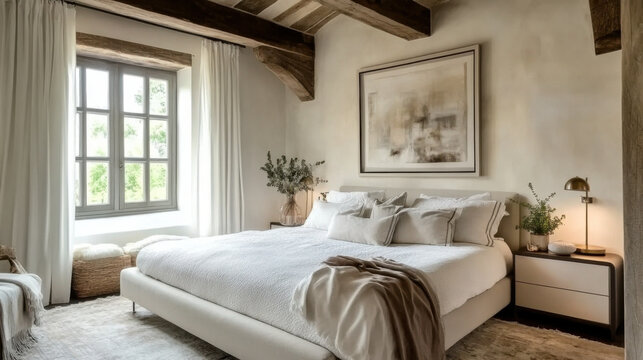 French country interior design of modern bedroom