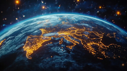 Obraz premium Communication technology for internet business. Global world network and telecommunication on earth